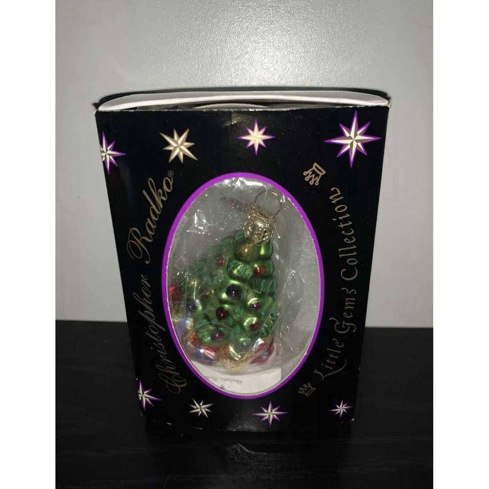 Christopher Radko Gem Tree Christmas Ornament Glass Blown With Box